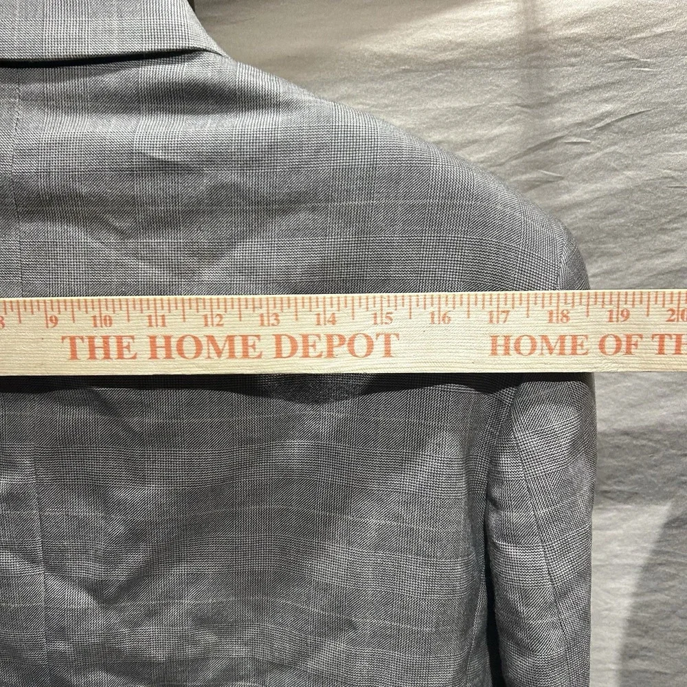 Vintage J. Riggings Mens 42R Double Breasted Blazer Grey Plaid 100% Wool Suit